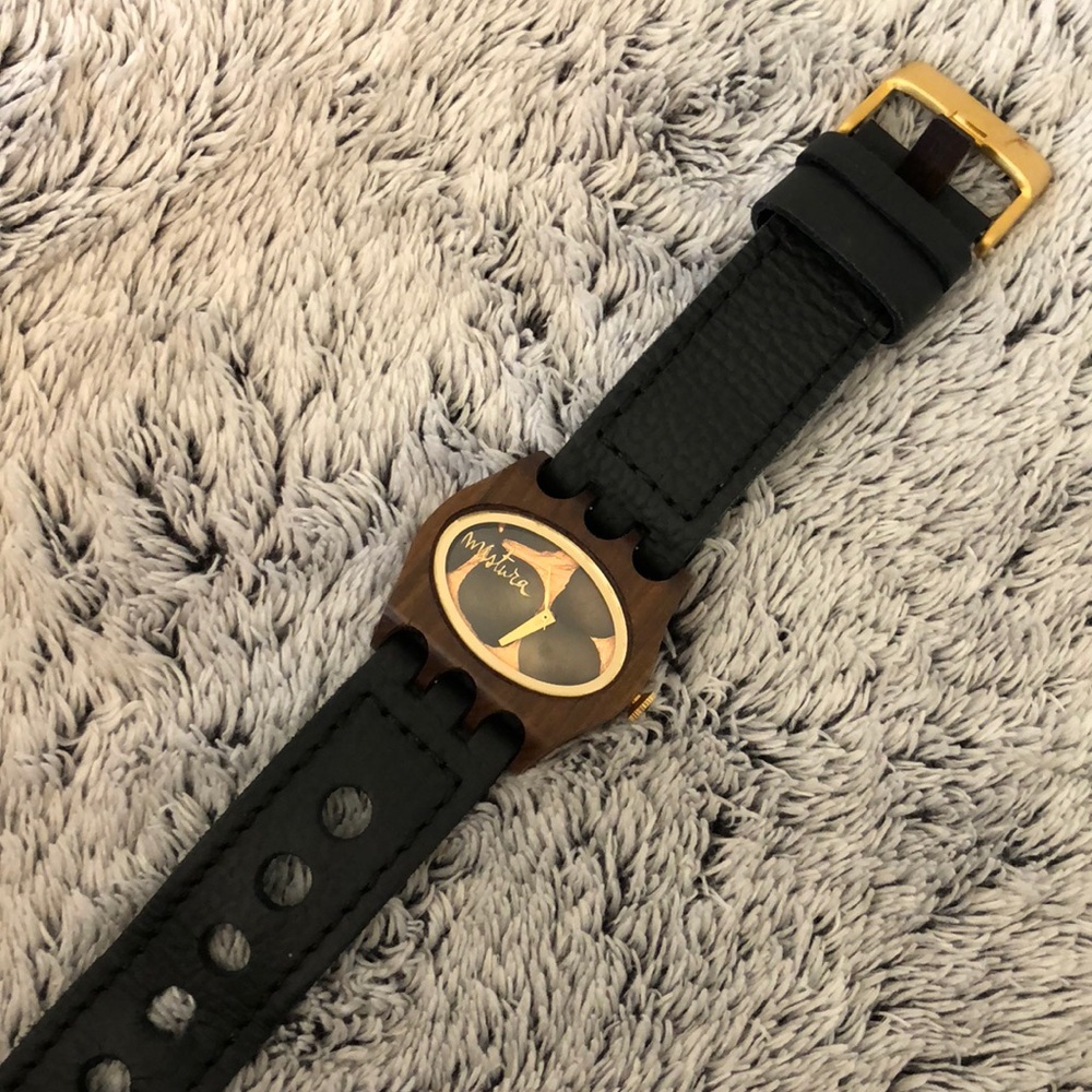 Mistura Rose Gold Teak Wood Watch NWOT